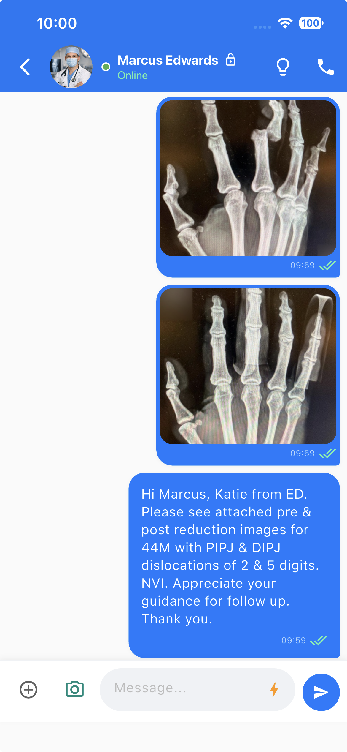 EMMS encrypted chat with medical images